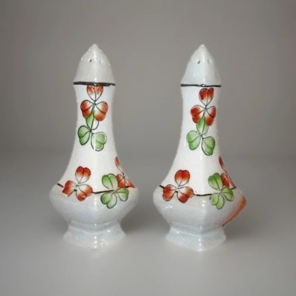 Vtg Japan Cherry Blossom Salt & Pepper Shakers Porcelain MCM 60s Cottagcore 5